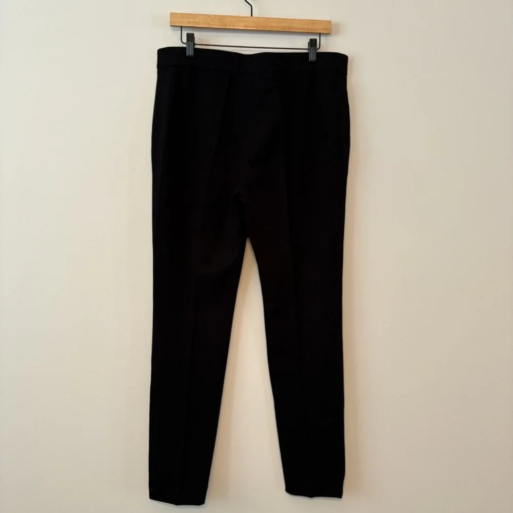 Akris Punto Pintuck Crease Stretch Knit Pants Black Size US 12 Minimalist Office